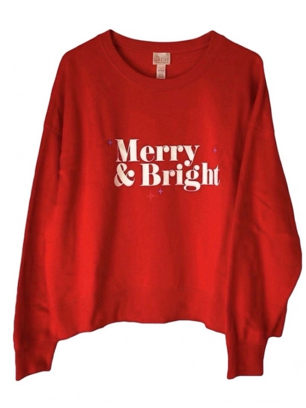 WONDERSHOP “Merry & Bright" Holiday Sweatshirt, Women’s 1X, Red White